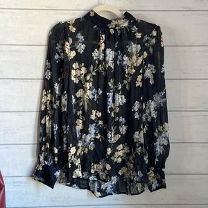 H&M floral Mocked neck sheer Top